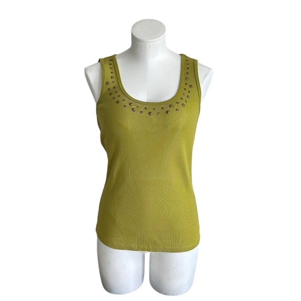 St. John's Bay Women's M Green Sequin Tank Top Sleeveless Casual